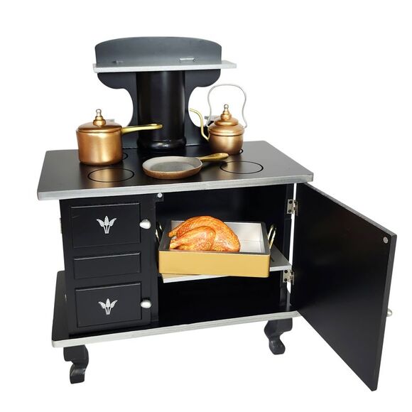 The Queen's Treasures 18 Inch Doll Little House Wood Cook Stove and Cook Set - Picture 1 of 8